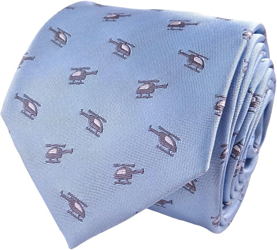 Helicopter Necktie - Men's Tie With Helicopters Design - Gift for Aviation Enthusiasts