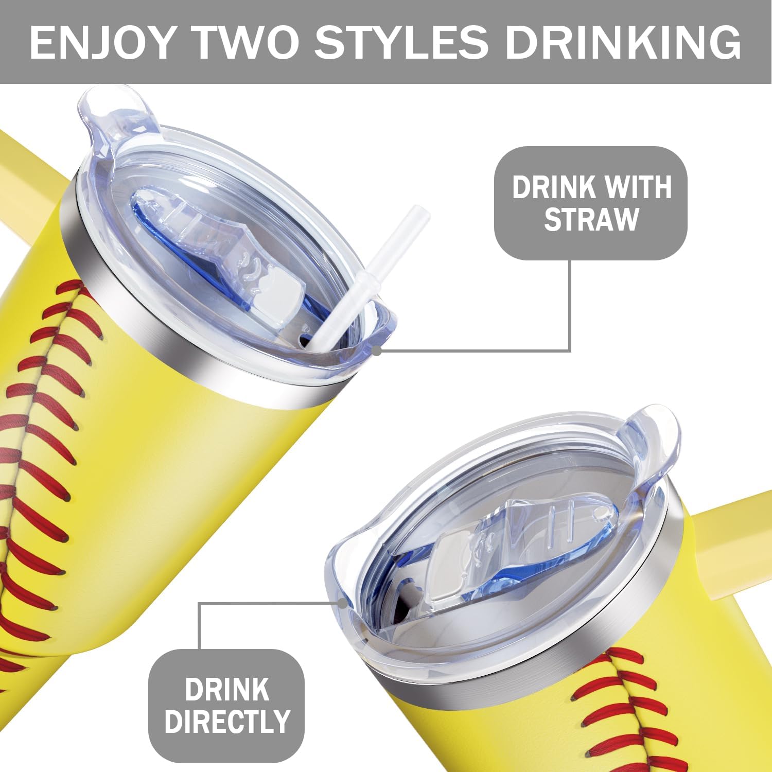 40oz Softball Tumbler with Handle Softball Gifts Stuff for Women Girls Men Gift for Coach Lovers Fan Stainless Steel Cup - Image 5