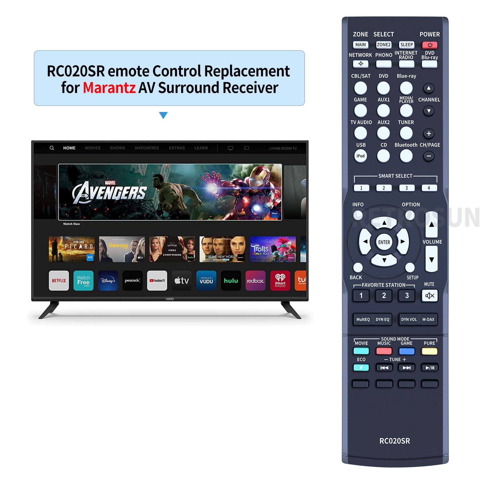 ALLIMITY Telecomando Sostitutivo Per Marantz AV Receiver: Modelli RC018SR, RC020SR, NR1504, NR1403. Senza Programmazione, Basta Batterie.