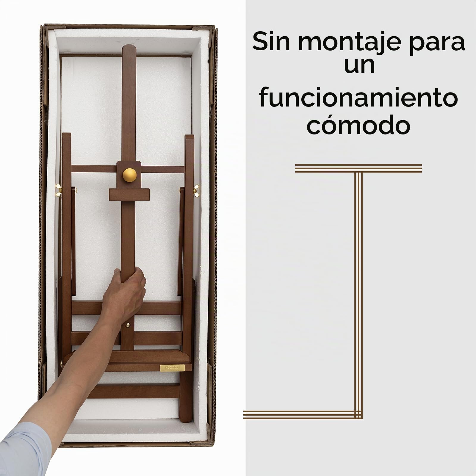 MEEDEN PRO Caballete de pintura de mesa grande – Caballete de arte de escritorio para lienzo de hasta 70cm – Caballete ajustable de madera de haya con marco en H