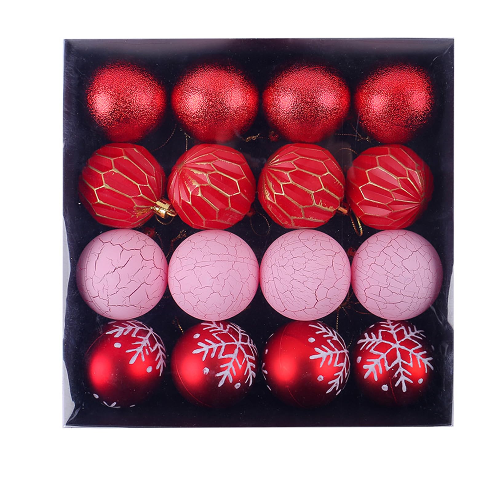 carotoe Of 16 Hand Painted Christmas Ornament Set Sturdy Christmas Sphere Hangings Ornament for Warm Holiday Festival Home Decorations