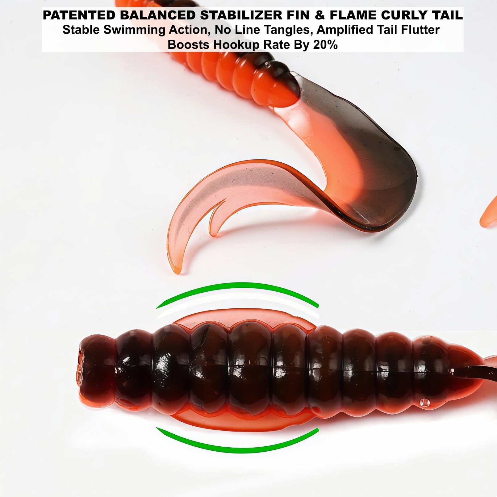 Lot de 90 leurres de pêche souples à queue bouclée de qualité supérieure - Assortiment de 6 couleurs pour bar, truite, crappie Bluegill - Disponible en 5,6 cm (90 pièces) / 7,6 cm (60 pièces) - Appâts
