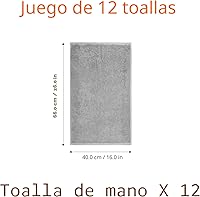 Vista 6 de Yaxa Basics - Toallas de mano de algodón suaves y gruesas, 16" x 26", gris, paquete de 12