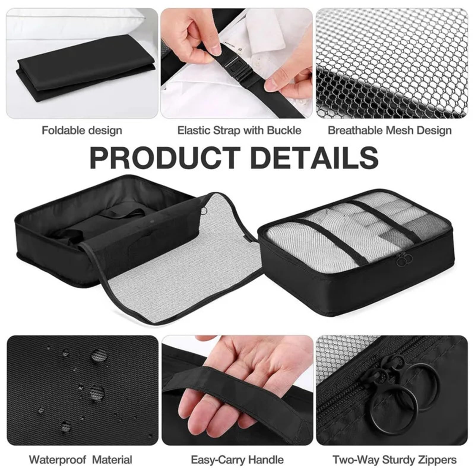 Set di 9 borse portaoggetti da viaggio portatili for riporre valigie, bagagli, vestiti, organizer for guardaroba, scarpe per Vestiti, Scarpe, Cosmetici(Gray)