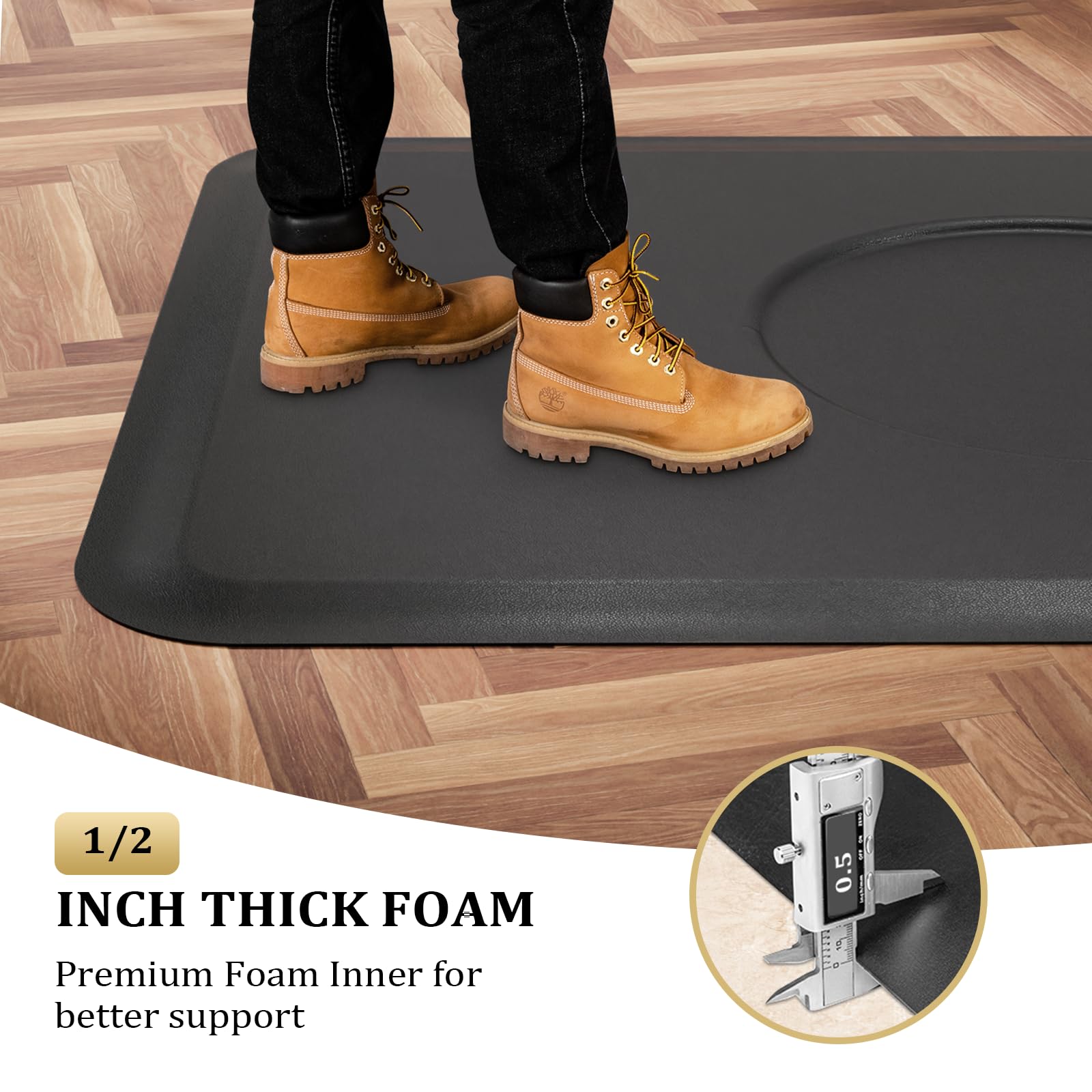 mefeir 4’x 5’x 1/2'' Thick Salon Mat for Hair Stylist, Barber Floor Mats with Round Base, Salon Chair Mat Comfort Standing, Barbershop Beauty Spa Equipment — Amazon image 5
