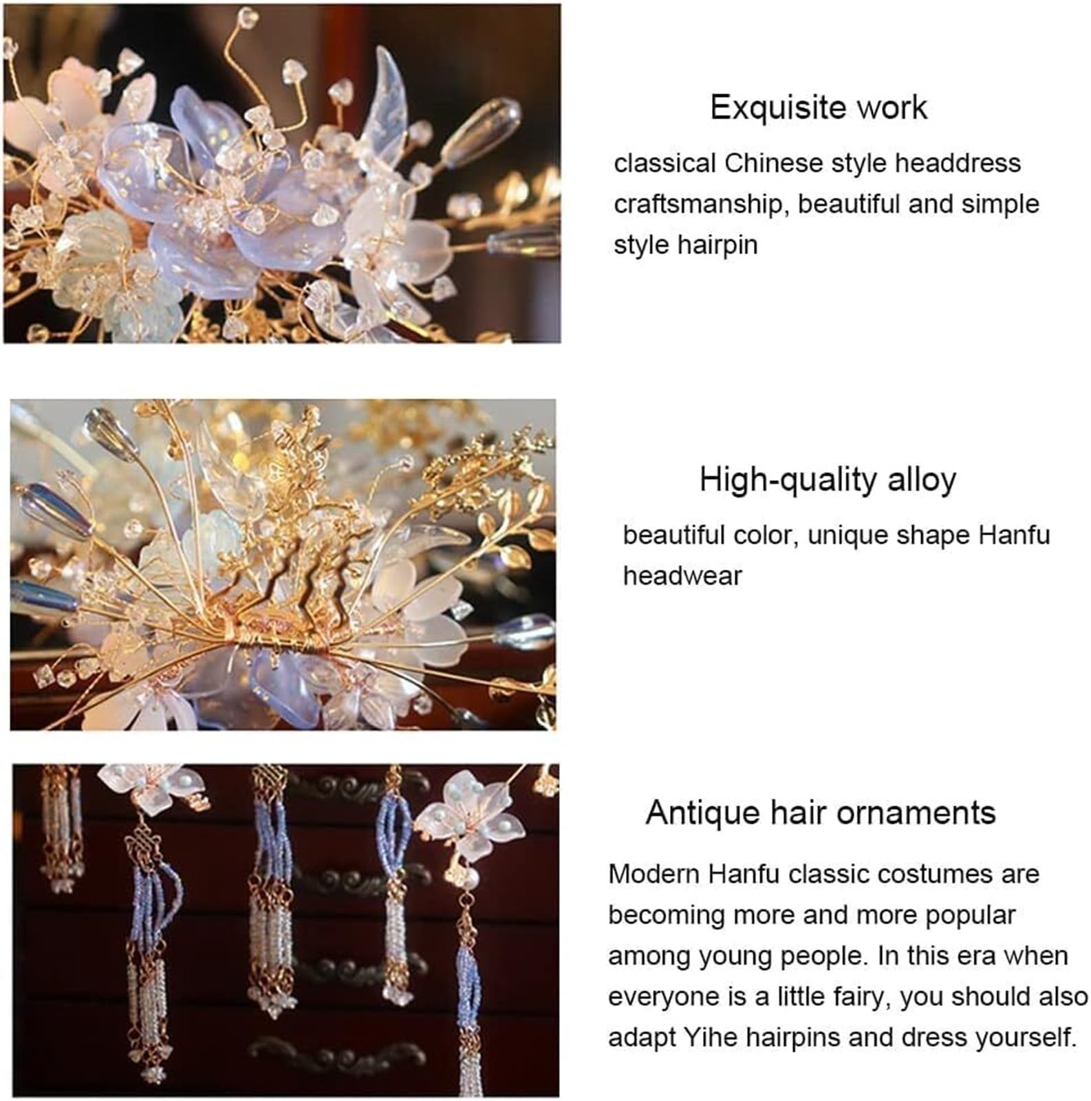 Forcine for capelli da sposa, bastoncini for capelli cinesi, fermagli for capelli, un set completo di antichi accessori for capelli con frange, copricapo Hanfu Xiuhe, accessori for capelli con clip la