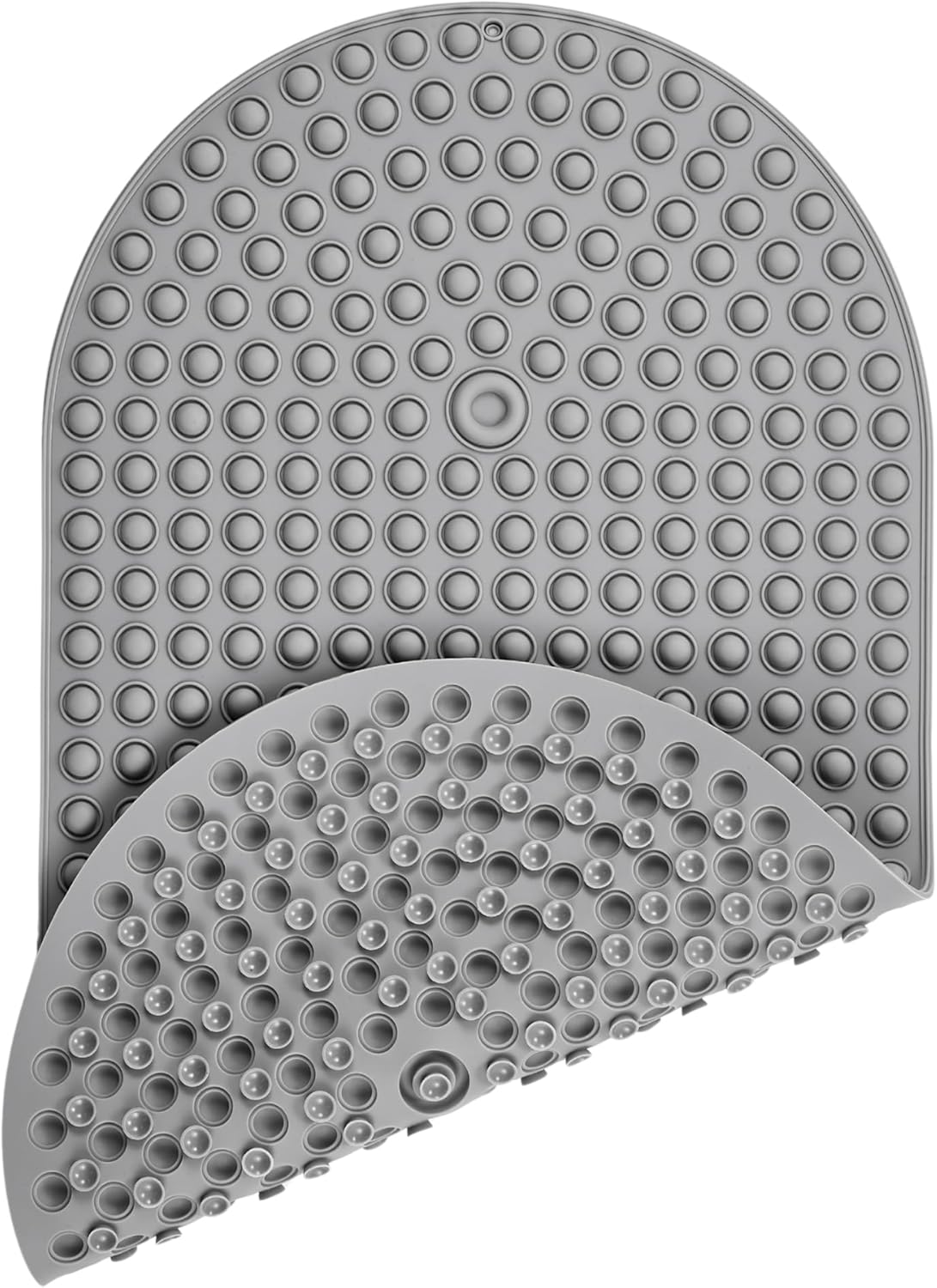 Silicone Bath Mat for Tub Non Slip, Bubble Massage Anti Slip Shower Mat with 27 x 15 Inches for Easy Storage, Washable Bathtub Floor Mats for All Ages, Grey, Oval