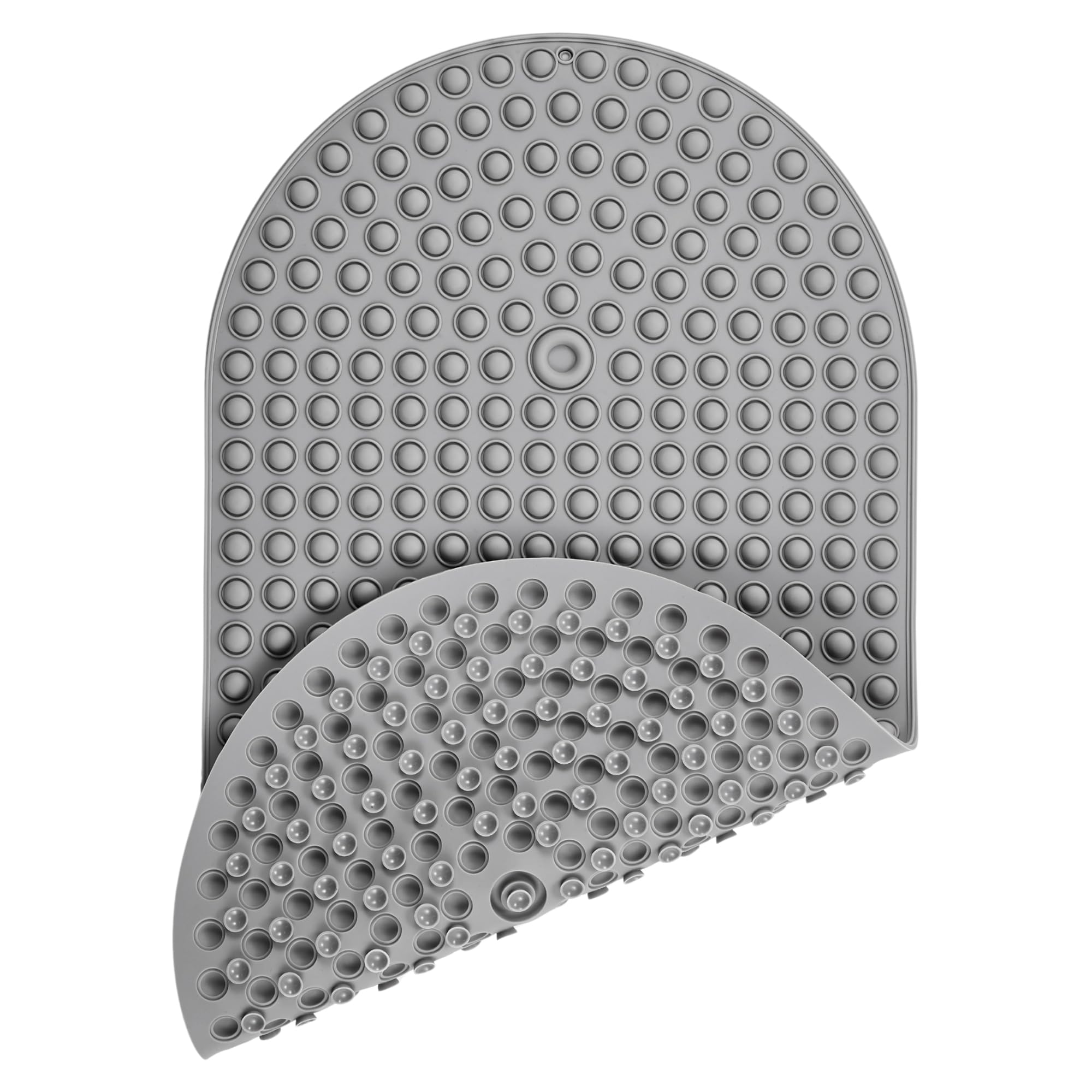 Silicone Bathtub & Shower Mat Non Slip, Bubble Massage Anti Slip Shower Floor Mat with 27 x 15 Inches for Easy Storage, Machine Washable Bath Mat for Tub with All Ages, Gray, Oval