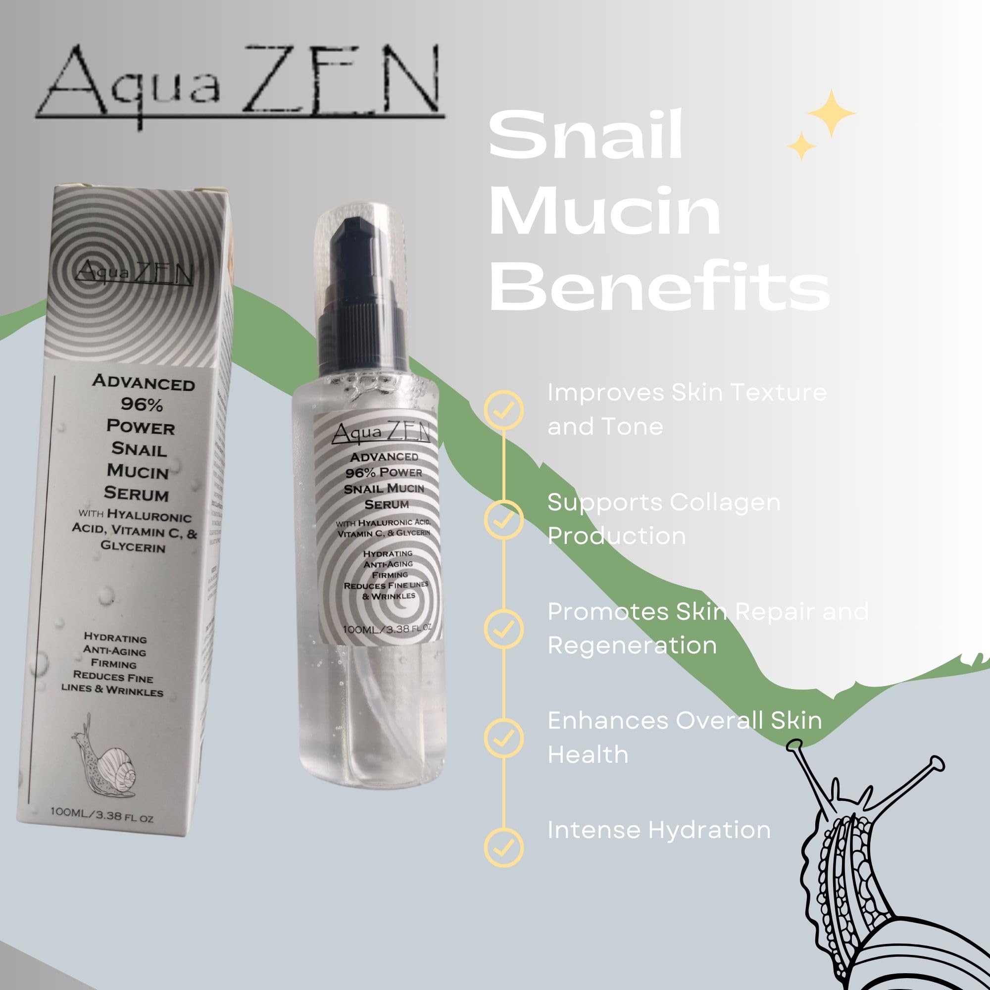 Amazon.com: Advanced Snail Mucin Serum with Vitamin C & Hyaluronic