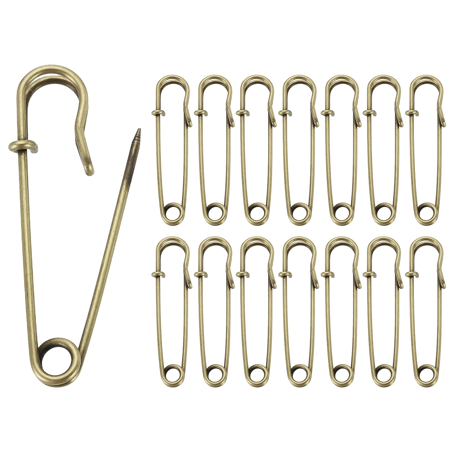 sourcing map 30pcs Safety Pins 2.48 Inch (63mm) Electroplated Steel Large Safety Pin Bulk Heavy Duty 0.07" Dia for Clothes Sewing Arts DIY Crafts, Bronze — image 1
