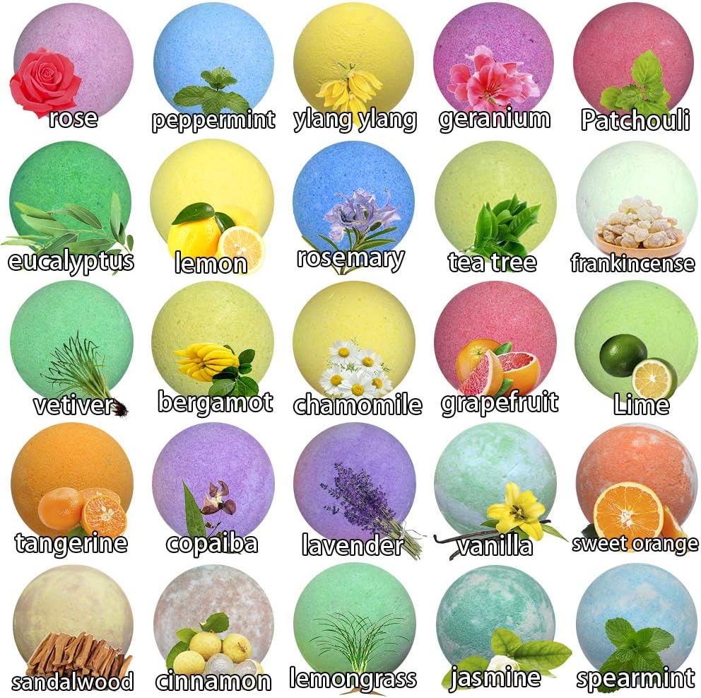 Pure Parker Natural Bath Bombs Bulk 50 Pack with Essential Oils - Moisturizing Gift Set for Women with Shea Butter - Individually Wrapped for Freshness - Image 4