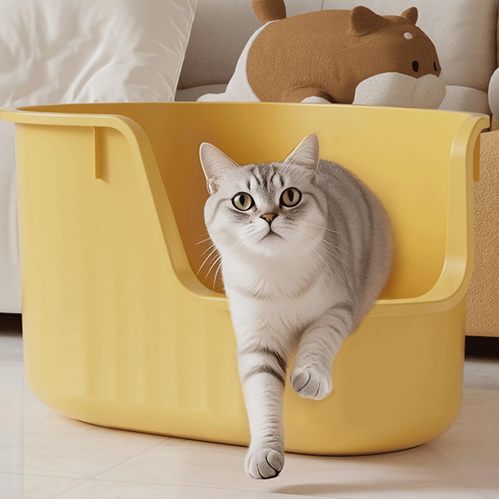 Lettiera portatile per gatti, bordo alto, design anti schizzi, per famiglie grandi e multiple, nessuna perdita di sabbia, facile da pulire