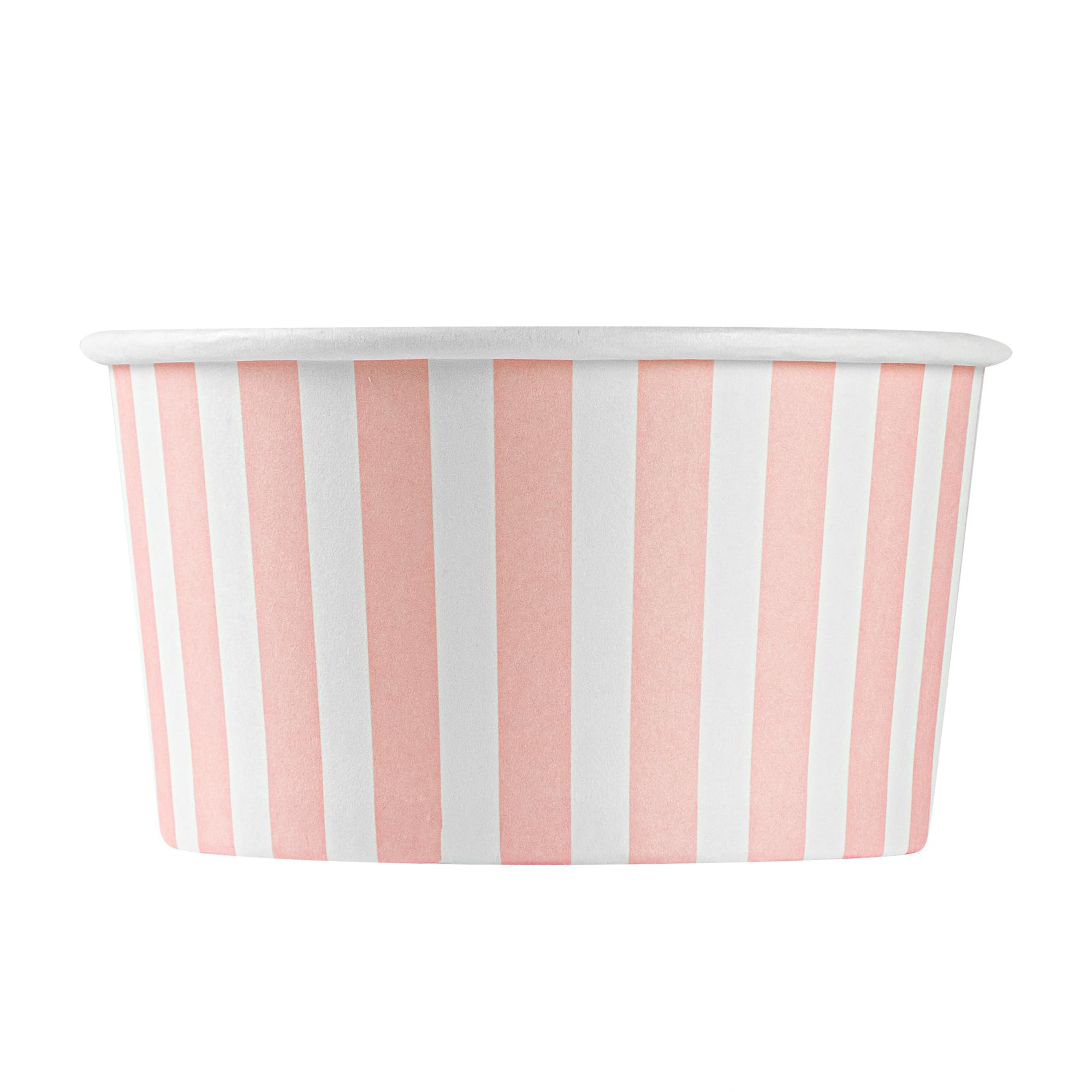 Restaurantware Coppetta - Vasos de postre de 8 onzas, 50 vasos desechables para helado, tapas se venden por separado, cuencos de papel FroYo resistentes, color rosa y blanco, para alimentos fríos y