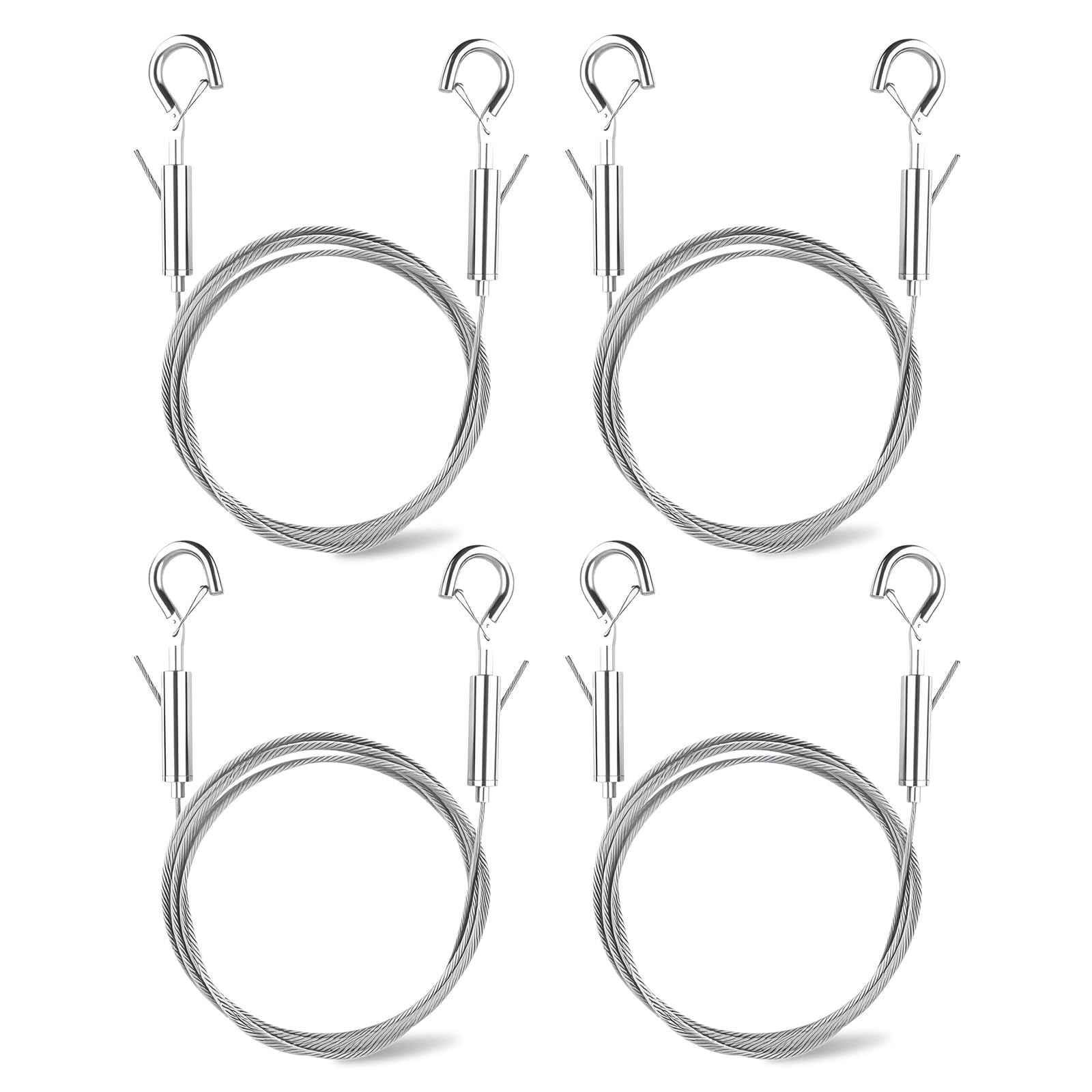 4PCS Picture Hanging Wire, 2m x 1,5mm Stainless Steel Mirror Hanging Kit Adjustable Picture Hang Cord with Hooks Heavy Duty Hang Wires Cord for Photo Frame