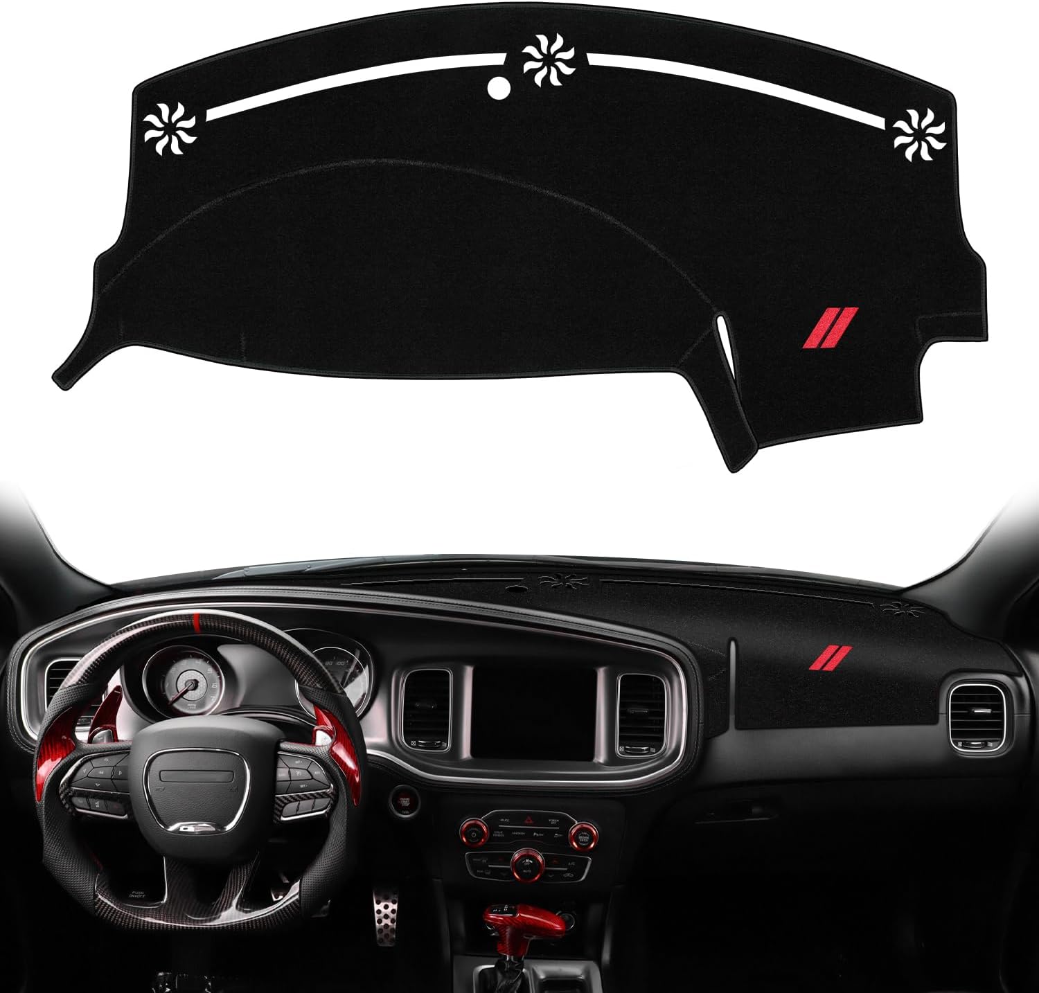 Dash Cover for Dodge Charger Accessories 2011-2022 2023 Dashboard Cover Mat Sunshade No Glare UV Rays Protector Nonslip Interior Pad (Black)