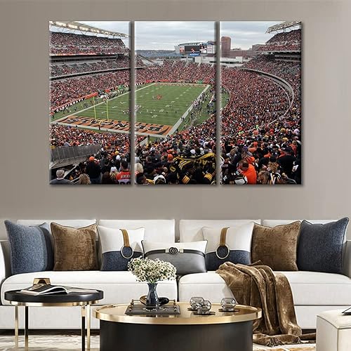 Miniatura 4 de Bengals - Arte de pared del equipo de fútbol americano, 3 piezas, decoración de sala de estadios, pósteres de impresión en lienzo para deportes de