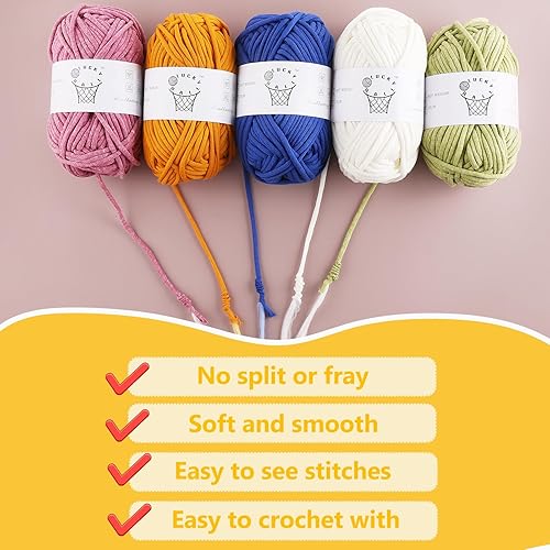 Miniatura 8 de Hilo de 3.53 oz para ganchillo y tejer, hilo de algodón de 66 yardas196.9 ft para principiantes, hilo de mezcla acrílica de algodón y nailon para