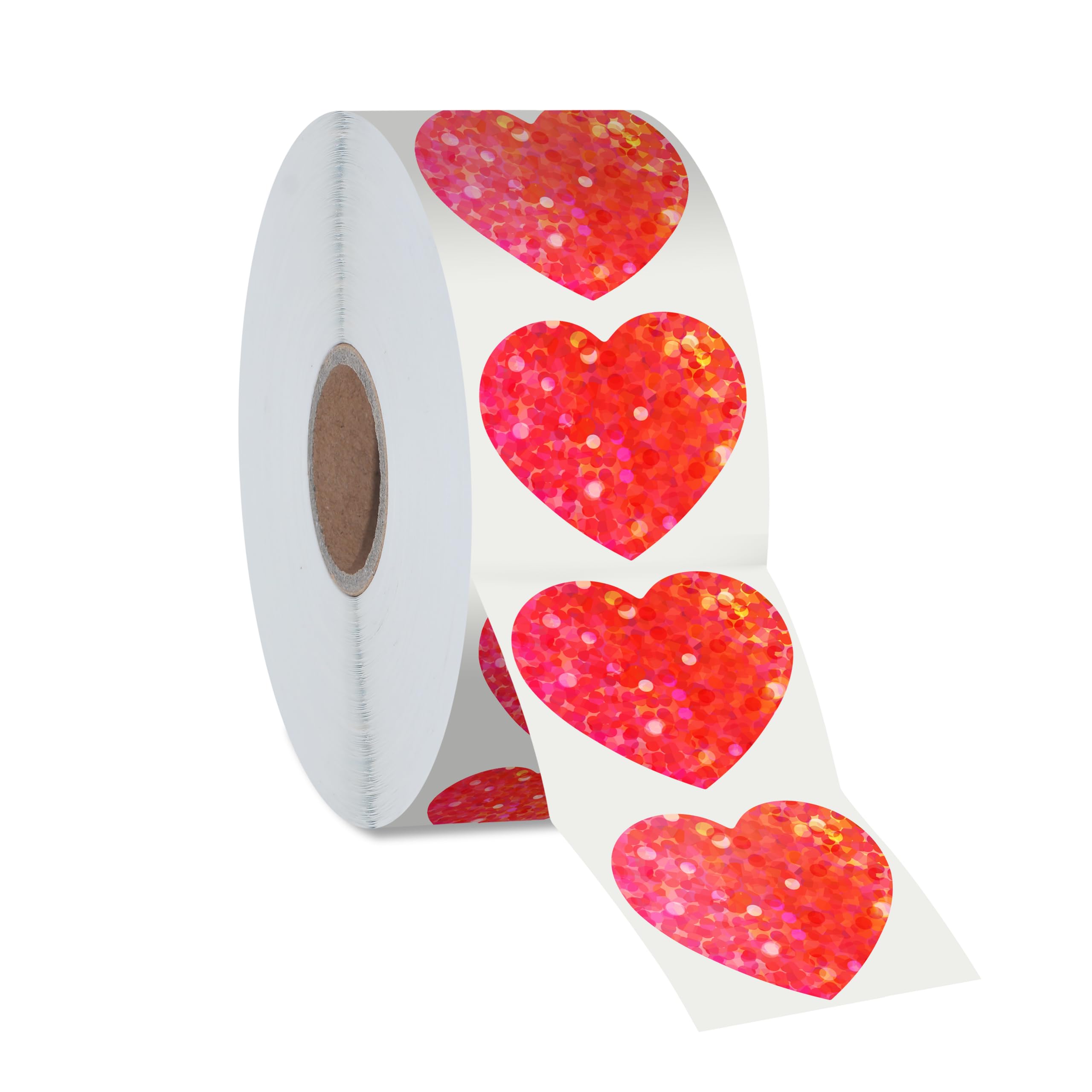 Photo 1 of 500 PCS Glitter Heart Stickers, Metallic Sparkling Stickers Self Adhesive Waterproof Reflective Heart Stickers Love Decorative Labels for Wedding, Valentine’s Day Supplies (1.5” Each, Red) Red Metallic Sparkling 1.5"