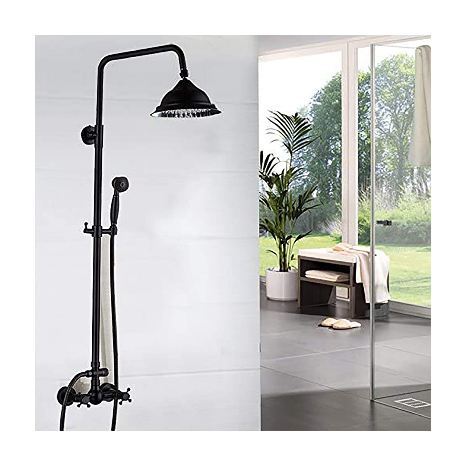 Ensemble de douche en laiton massif finition bronze noir de luxe