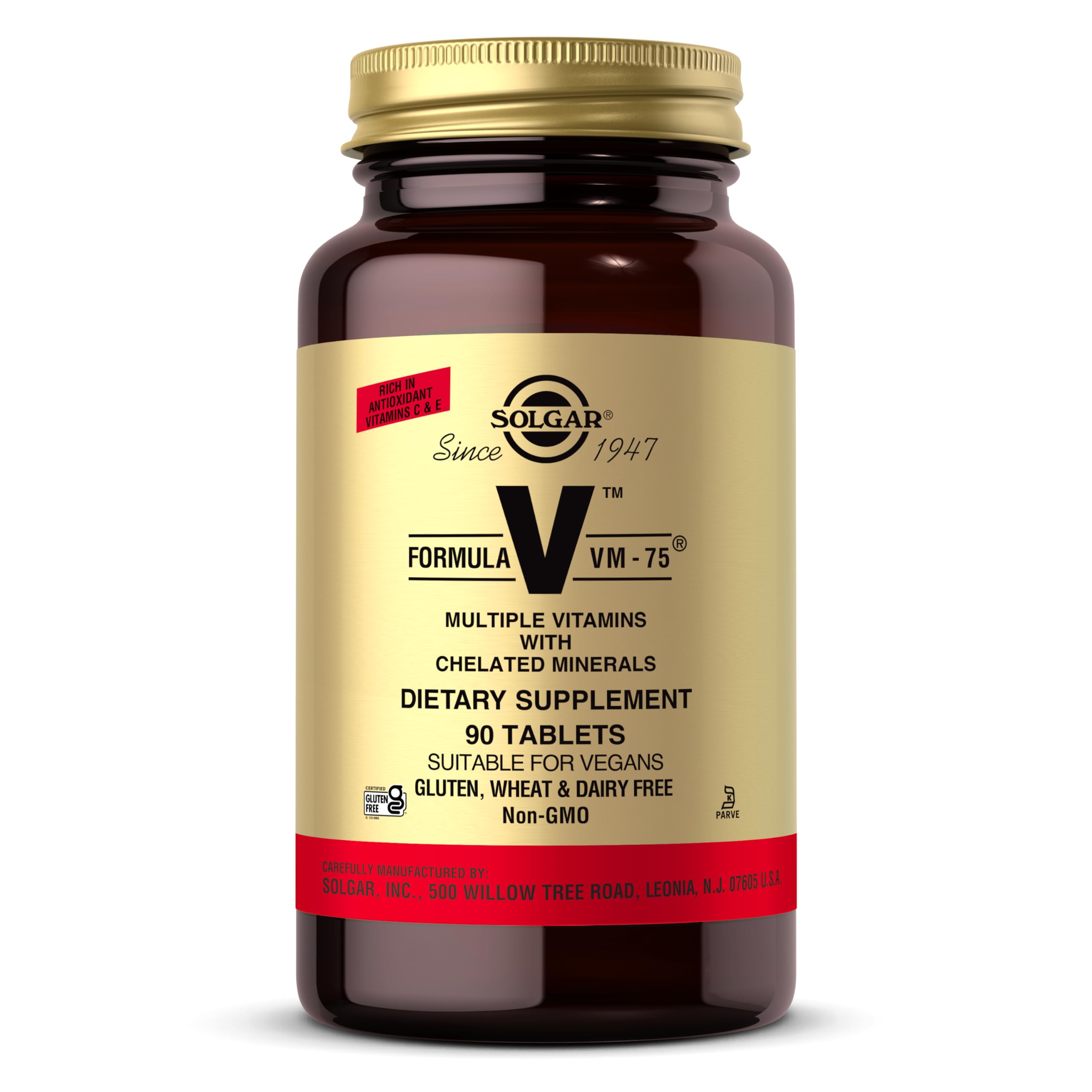 Formula VM-75, 90 Tablets - Multivitamin with Chelated Minerals - Vitamin A, B6, B12, C, D, E - Biotin, Magnesium, Calcium, Iron, Zinc - Vegan, Gluten Free, Dairy Free, Kosher - 90 Servings