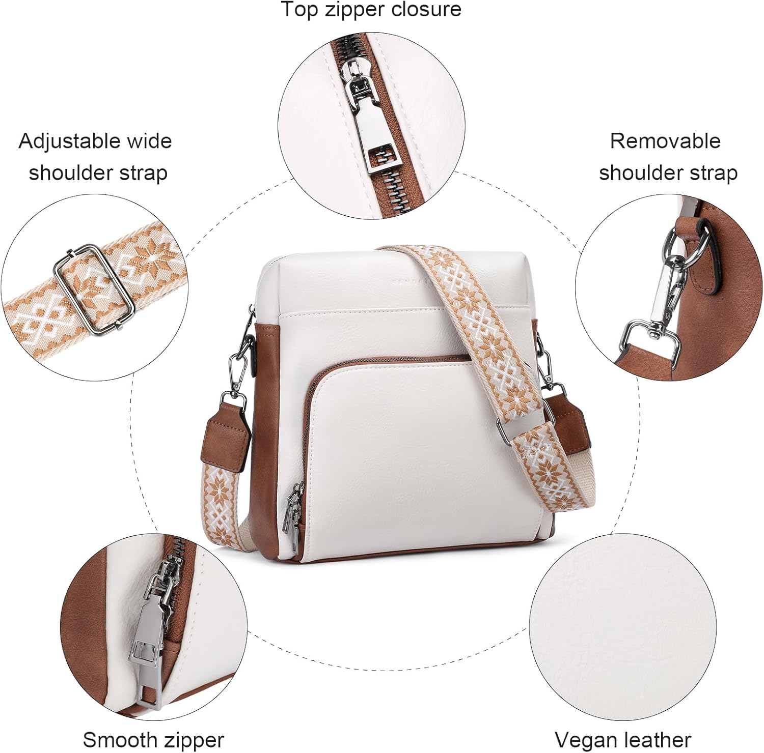 SENDEFN Crossbody Purse for Women Vegan Leather Shoulder Handbags Crossbody Bags with Adjustable Shoulder Strap - Image 4