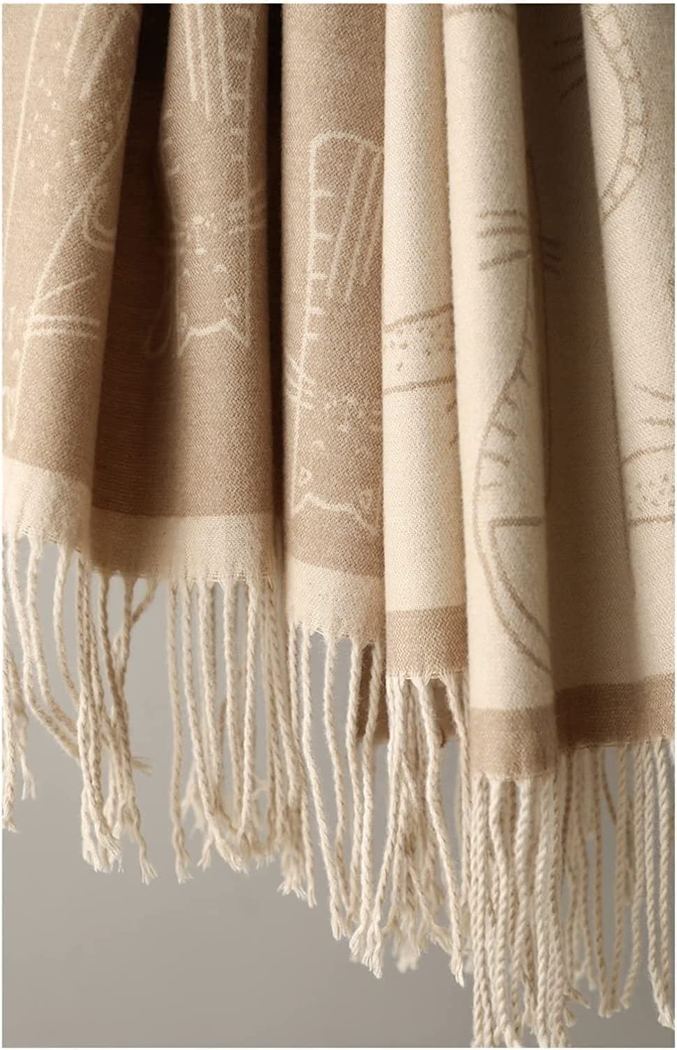 TIANYIA Schal Kaschmir-Polyester-Schal, Schals mit niedlichem Cartoon-Katzenmuster, Warmer, weicher und Dicker Schal, Damen-Wickelschal, 200 x 65 cm Zwanglos