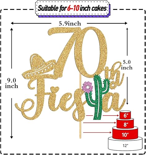 Miniatura 2 de Decoración para tartas de fiesta 70, Cheers to 70 años  Taco Bout 70, decoración tropical hawaiana mexicana de verano feliz 70 cumpleaños