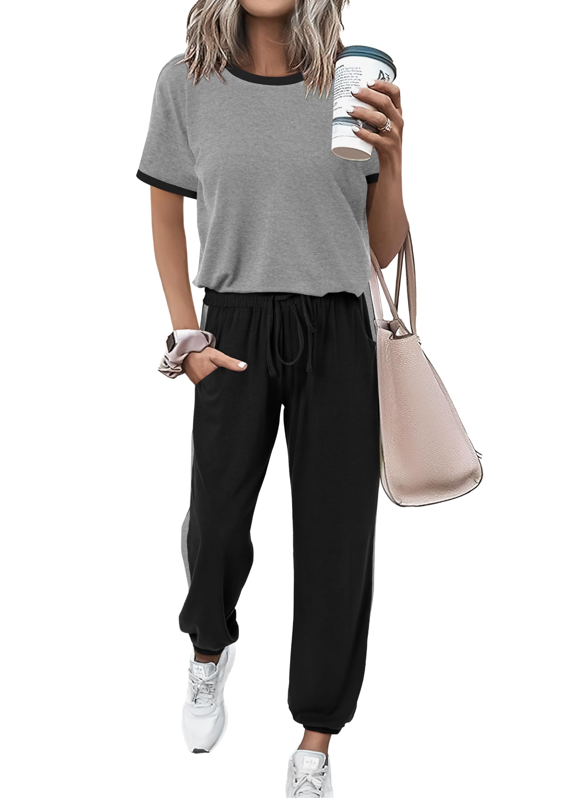 MASCOMODA Womens 2 Piece Outfits Summer Matching Lounge Sets Jogger Set