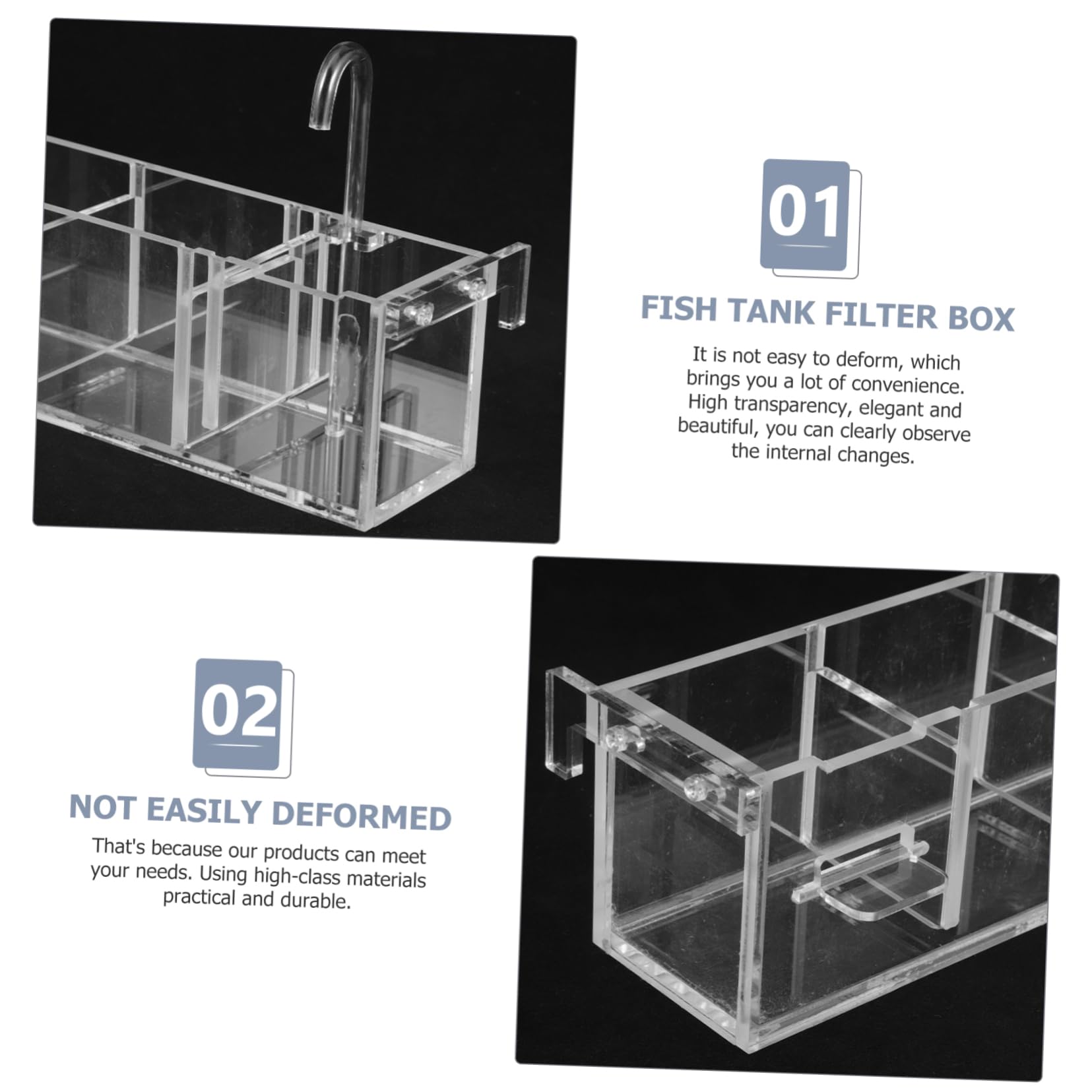 PRETYZOOM Aquarium Filterbox aus Acryl mit Tropffilter Funktion und Leiser Wasserfiltration für Persönliche und Laden Fischbecken Eleganter Filterkasten für Zuhause