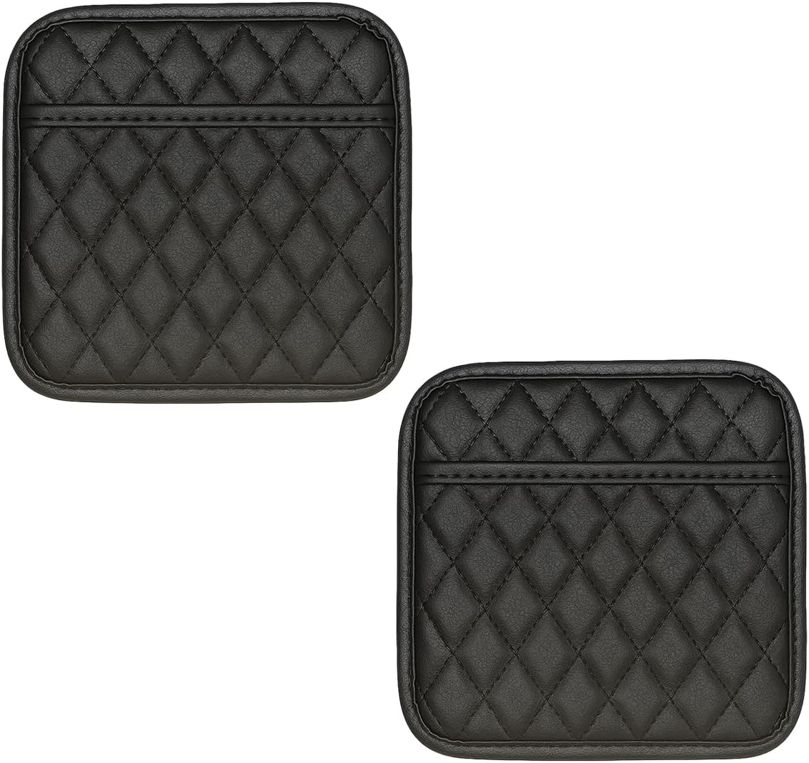 2PCS Car Side Pocket Organizer, Universal Waterproof PU Leather Auto Seat Gap Filler Storage Bag, Self-Adhesive Multifunctional Car Door Sunglasses Holder Pouch for Phone, Card (M)