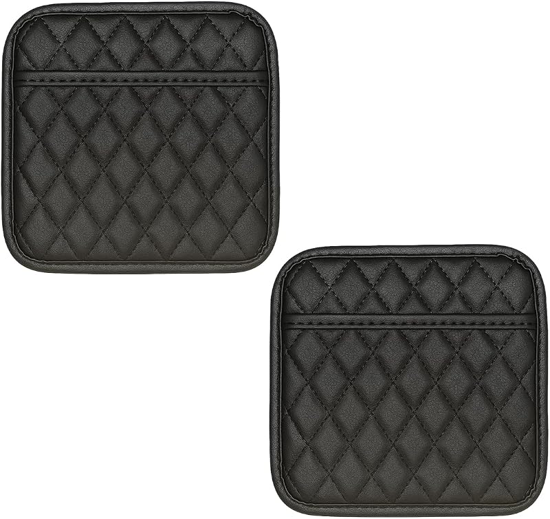 2PCS Car Side Pocket Organizer, Universal Waterproof PU Leather Auto Seat Gap Filler Storage Bag, Self-Adhesive Multifunctional Car Door Sunglasses Holder Pouch for Phone, Card (S)