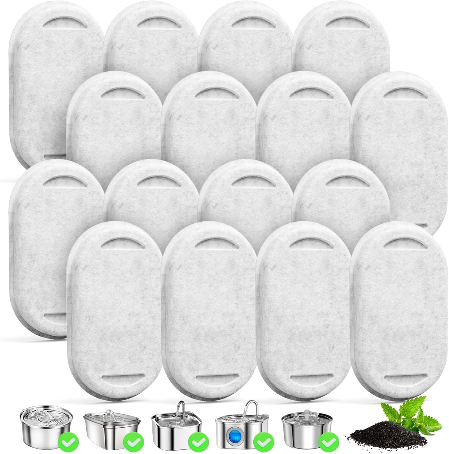 Filtros de Repuesto para Fuente de Agua para Gatos y Perros, 16 Paq