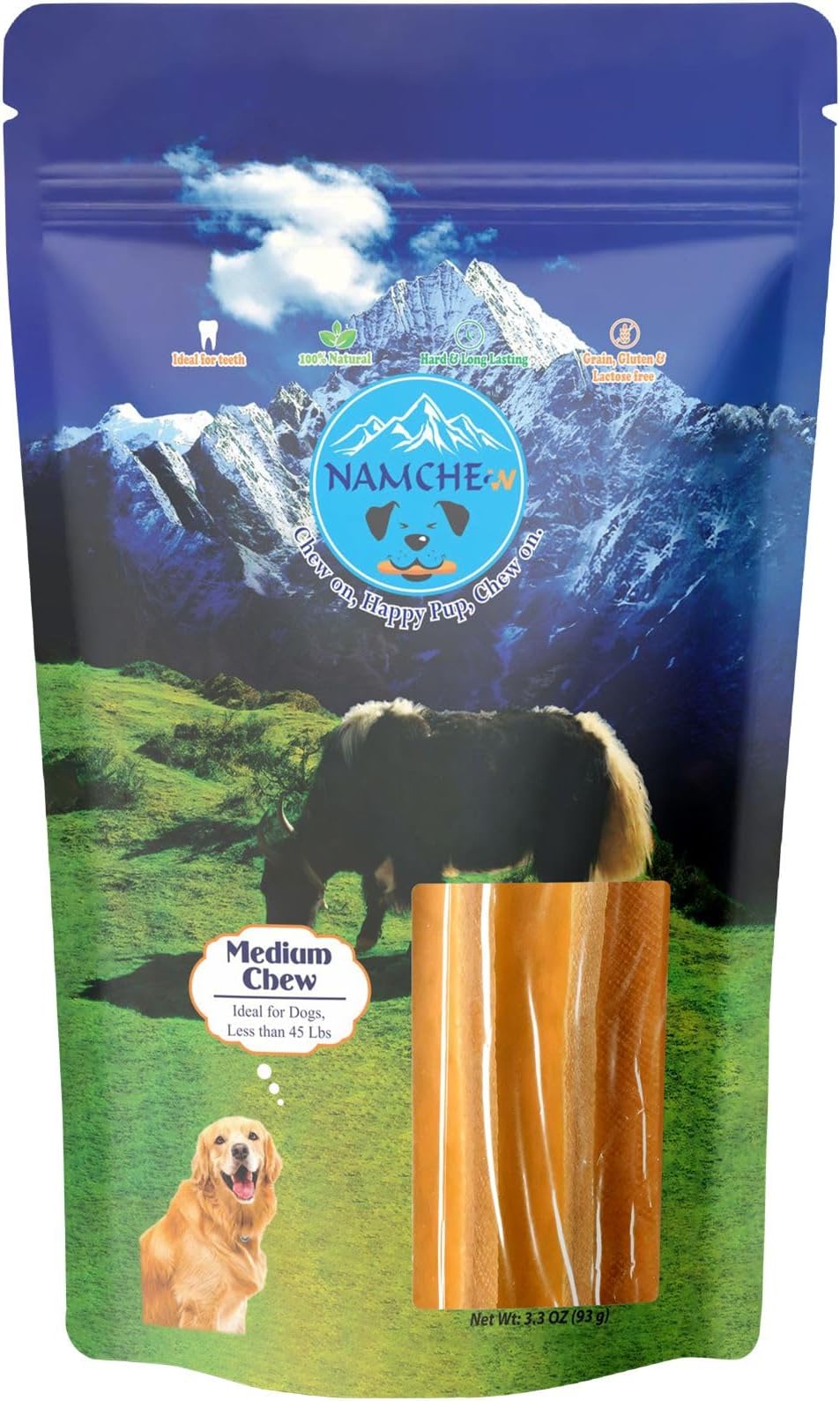 Medium Dog Chews, 3.3 oz, Grain/Gluten/Lactose-Free, for Dogs Under 55 lbs (3.3 OZ, Medium, Unflavored)