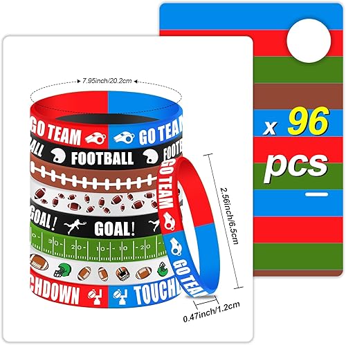 Miniatura 2 de Karenhi 96 pulseras de silicona para fiestas de fútbol, pulseras de goma a granel, accesorios de fútbol para decoración de fiesta de cumpleaños con
