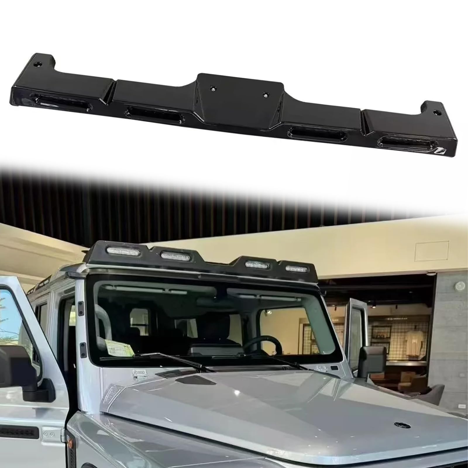 Glossy Black Roof Top Light Bar with 4 LED DRL Lamp Bulb Fits for Ineos Grenadier 2023 2024 2025