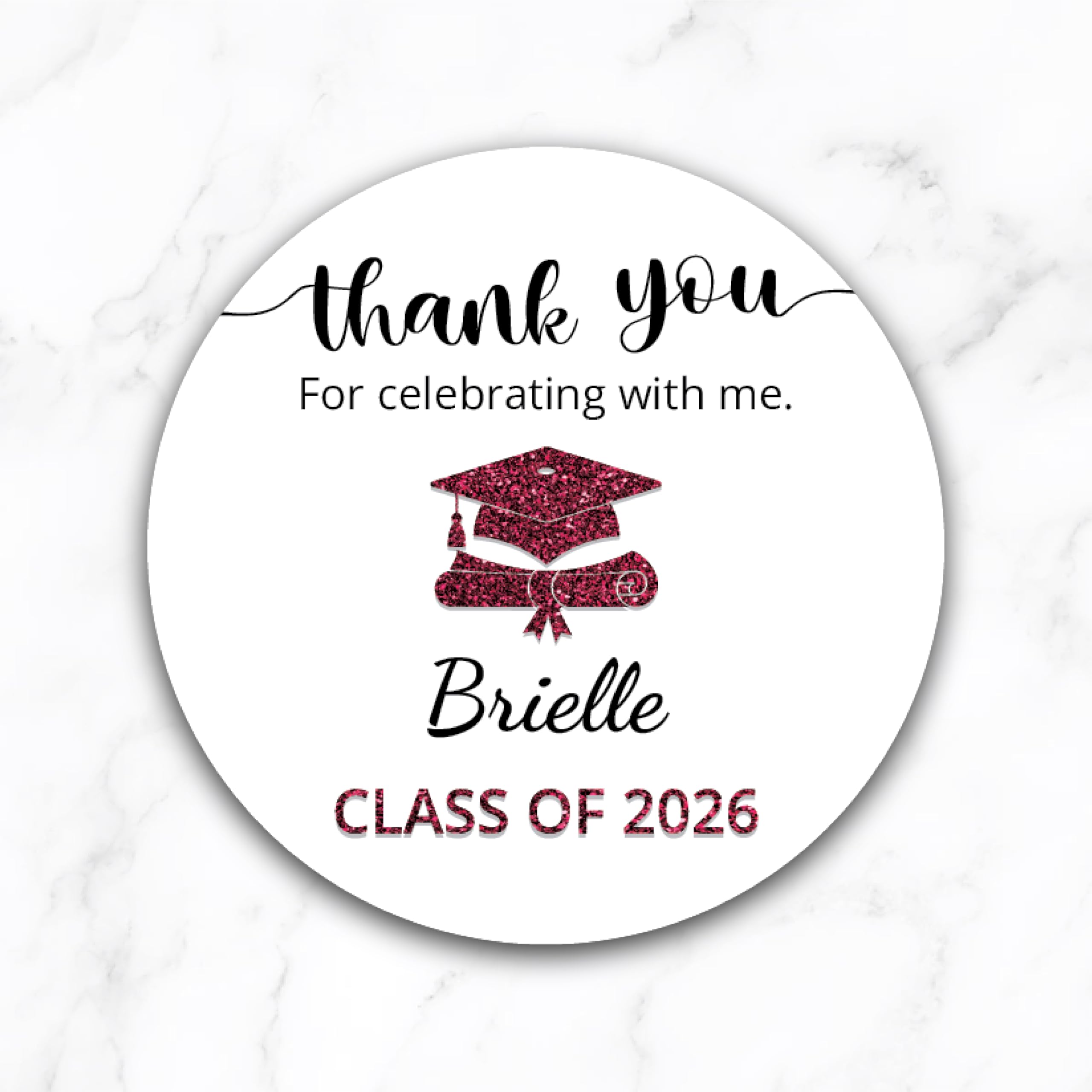 Personalized Graduation 2026 Stickers, Custom Class of 2026 Stickers, 2026 Grad Labels, Round Graduation Party Favors, Gift Sticker, VP13210