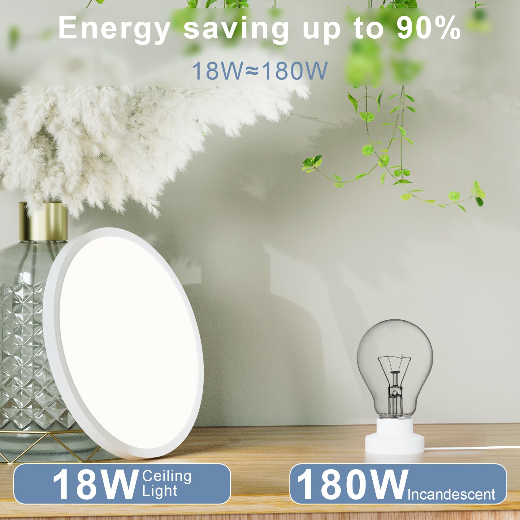 LUTW Bathroom Light, 18W 1930LM Ultra-Thin LED Ceiling Light, 6500K Cool White, Waterproof IP44, Dome, Modern - Image 2
