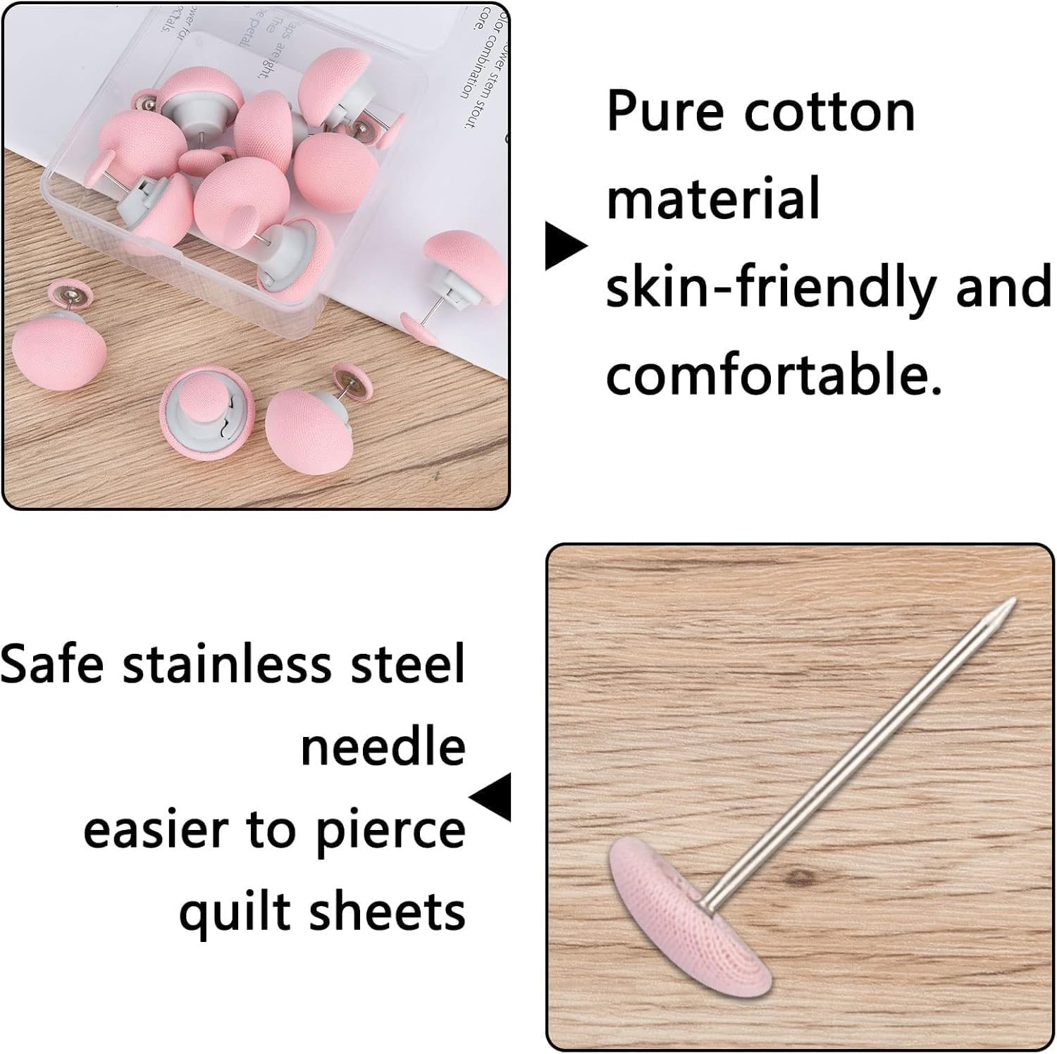 Quilt Fastener Pins Button Style Bed Sheet Holder with Plastic Cap and Steel Needle (4, Pink) 3