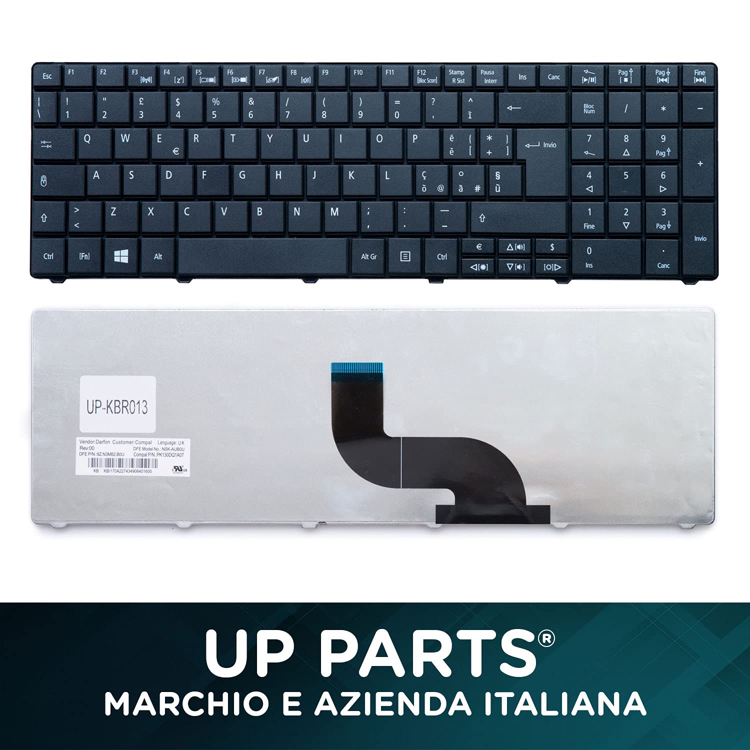 Azienda italiana Tastiera Italiana Compatibile con ACER per Notebook Aspire E1-531 E1-571 Travelmate TM-P253 TM-P453 8531 8571 5740 7740 8572 NK.I1713.037