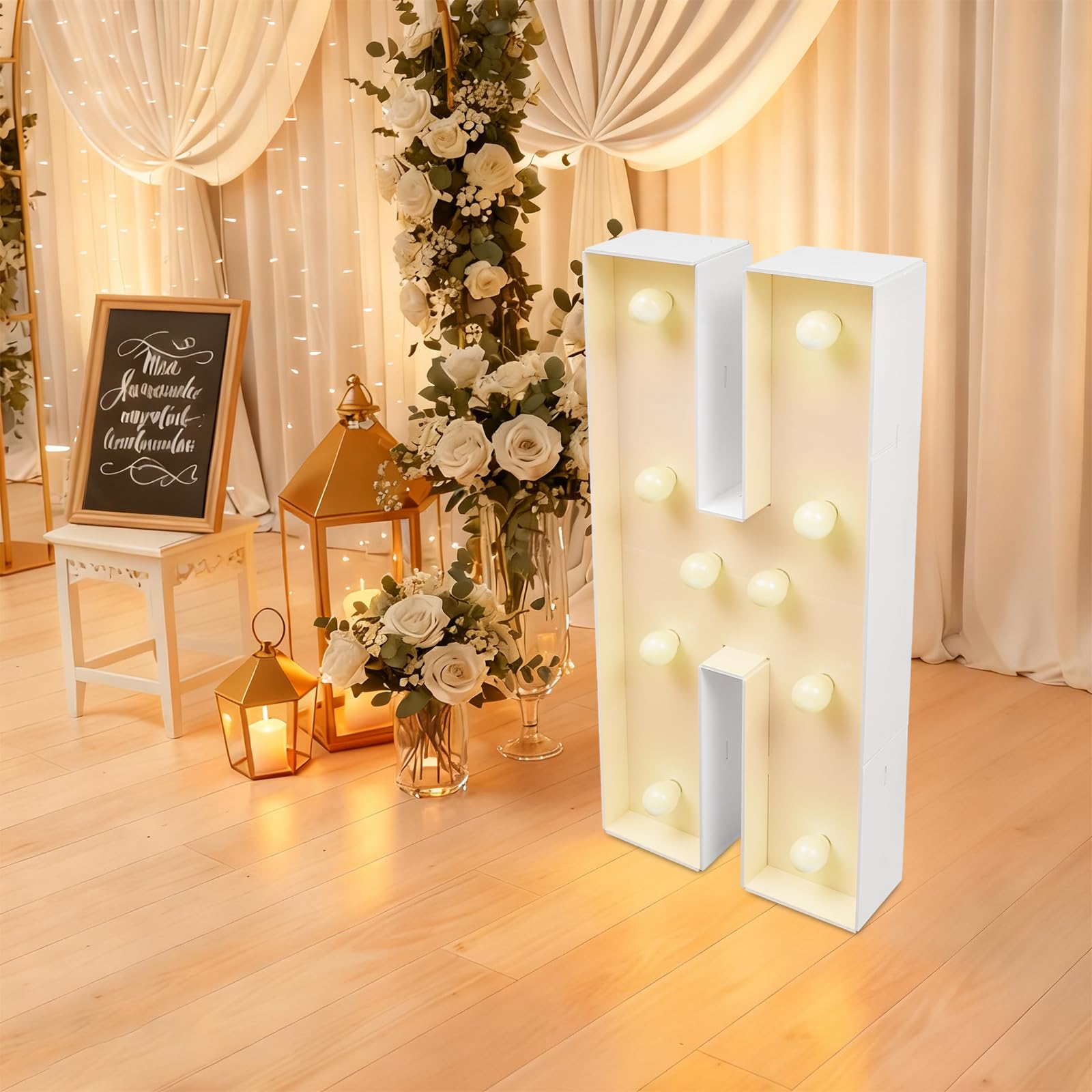 LED Leuchtbuchstaben 91,5 cm Gigantische Leuchtende Buchstaben Deko 3D Dekoration Lichter mit 10 x LED-Birnen Warmes Licht Groß Leuchtbuchstaben Buchstabe für Geburtstag, Jahrestag Party (H)