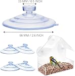 6-Pack Window Bird Feeder Suction Cups Replacement, 2.5 Inch/63mm Heavy Duty Clear Suction Cup Hangers without Nuts, Strong Grip Large Glass Window Suction Pads for Bird Houses, Feeders, Plants