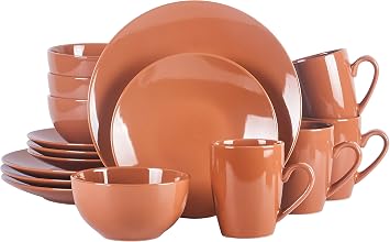 Color Wave Stoneware 16 Piece Dinnerware Set, Honey Milk