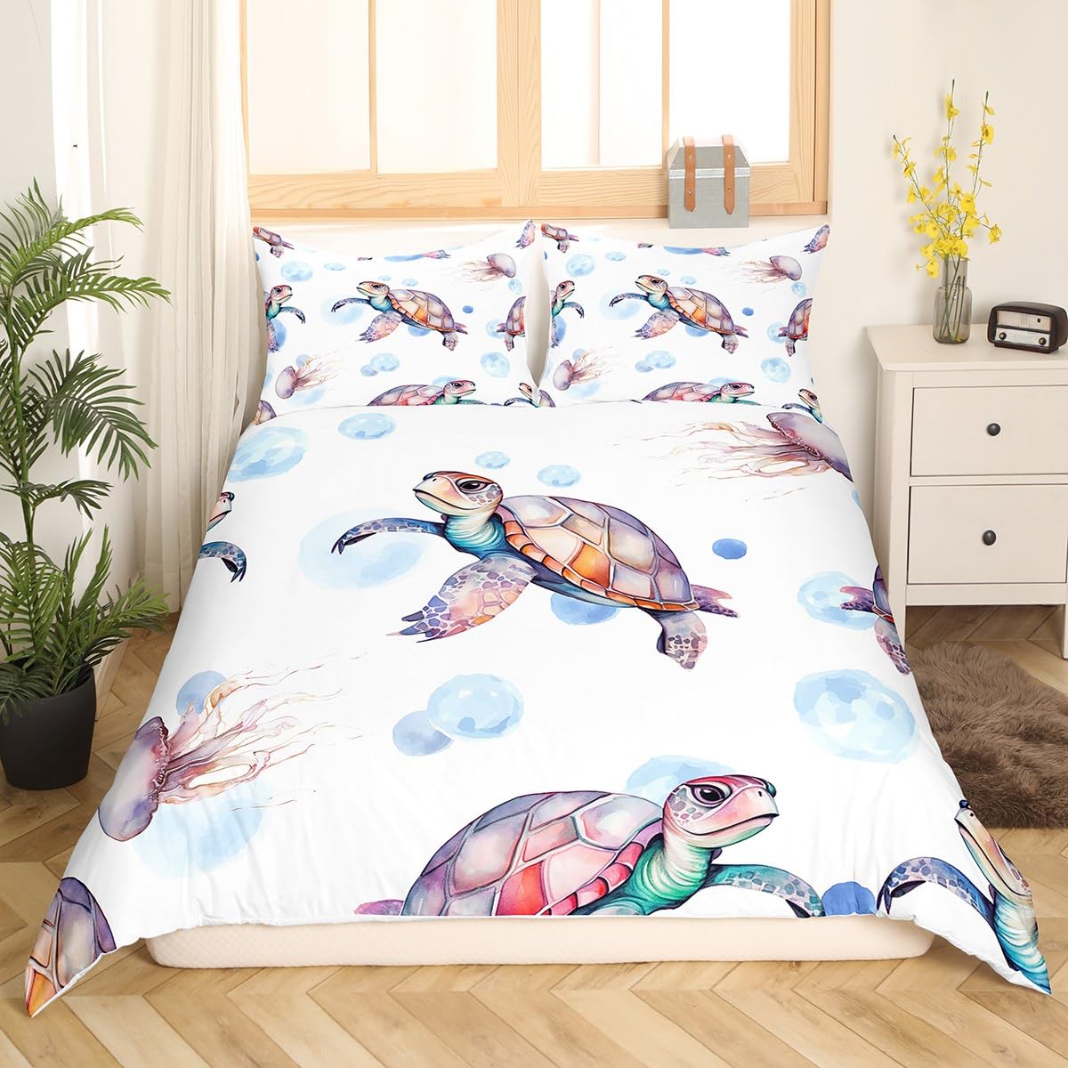 Amazon｜Erosebridal カメの寝具セット キング ホワイト ピンク