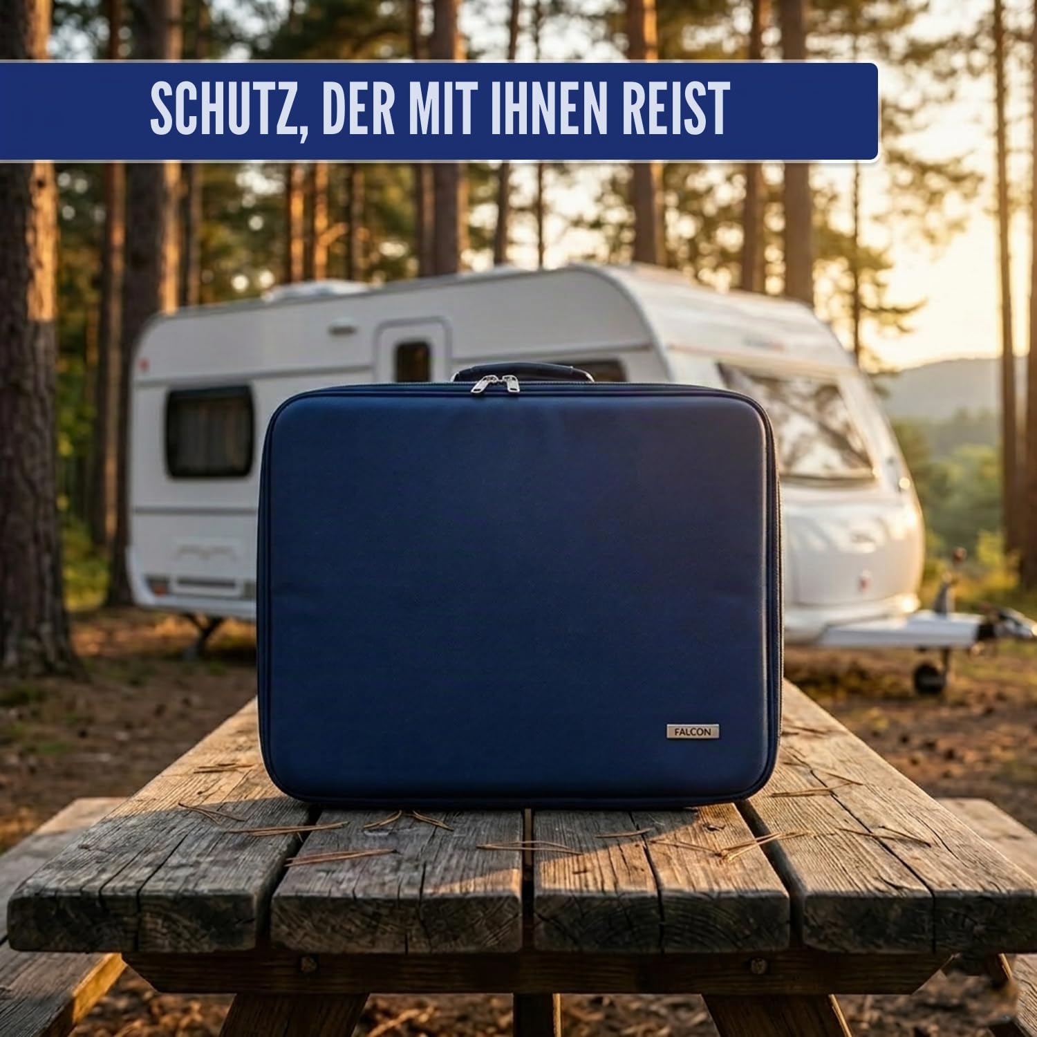 Falcon Schutzhülle für Camping-Fernseher – harte Tragetasche für Camping, Wohnmobil & Wohnwagen, blau, 24-27 inches, Klassisch