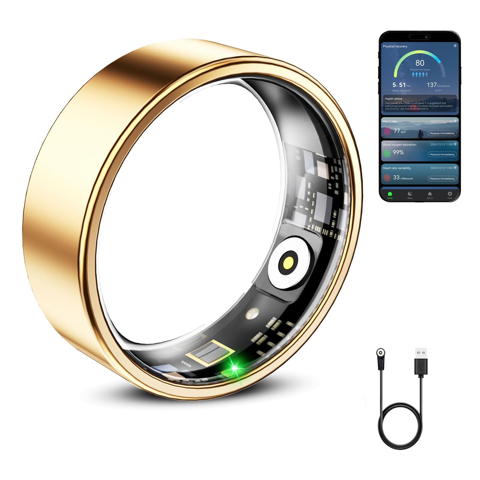 Photo 1 of Mirlray Smart Ring for Women & Men, Smart Ring Health Tracker (Gold, 10)
