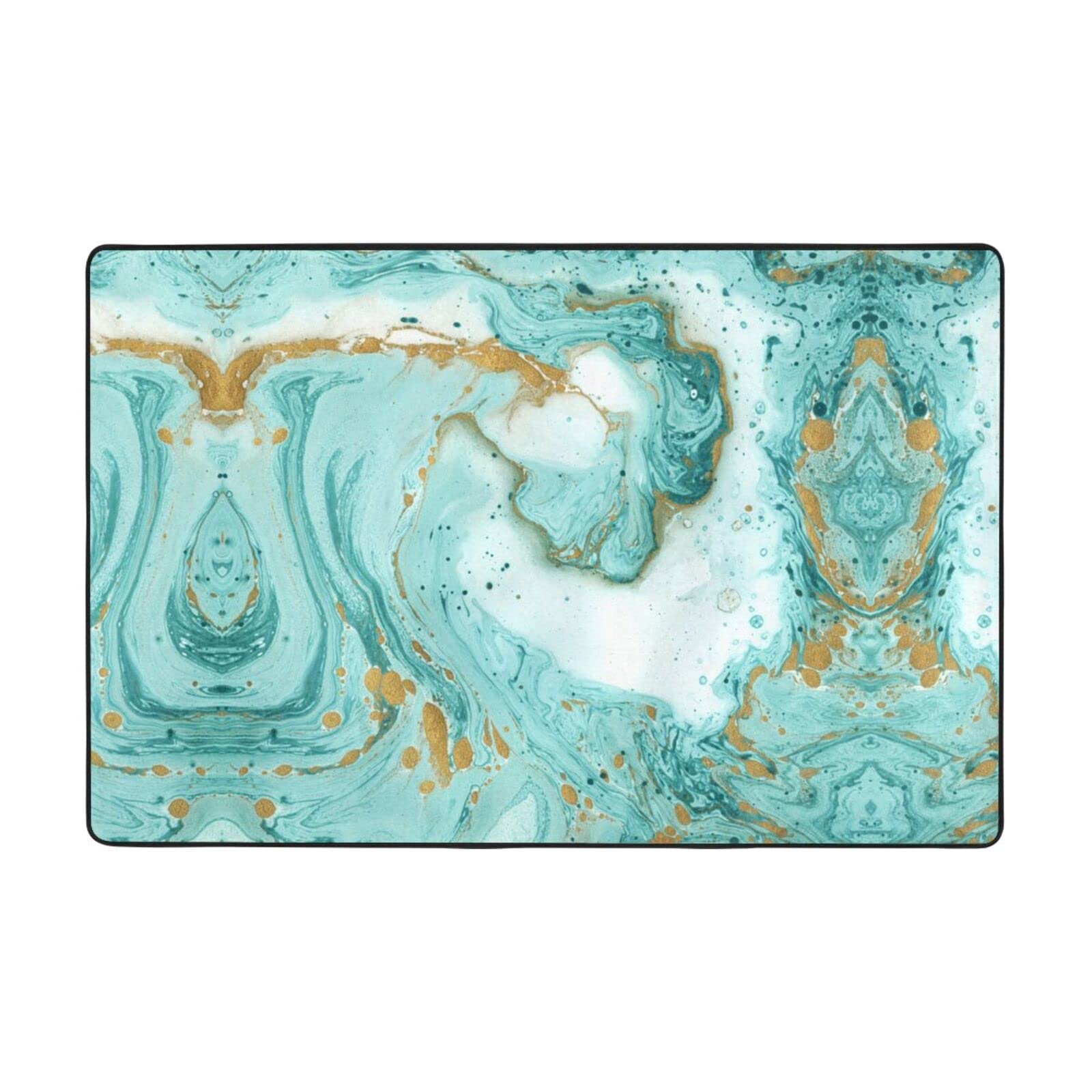 Tapis en marbre bleu sarcelle et doré haute douceur