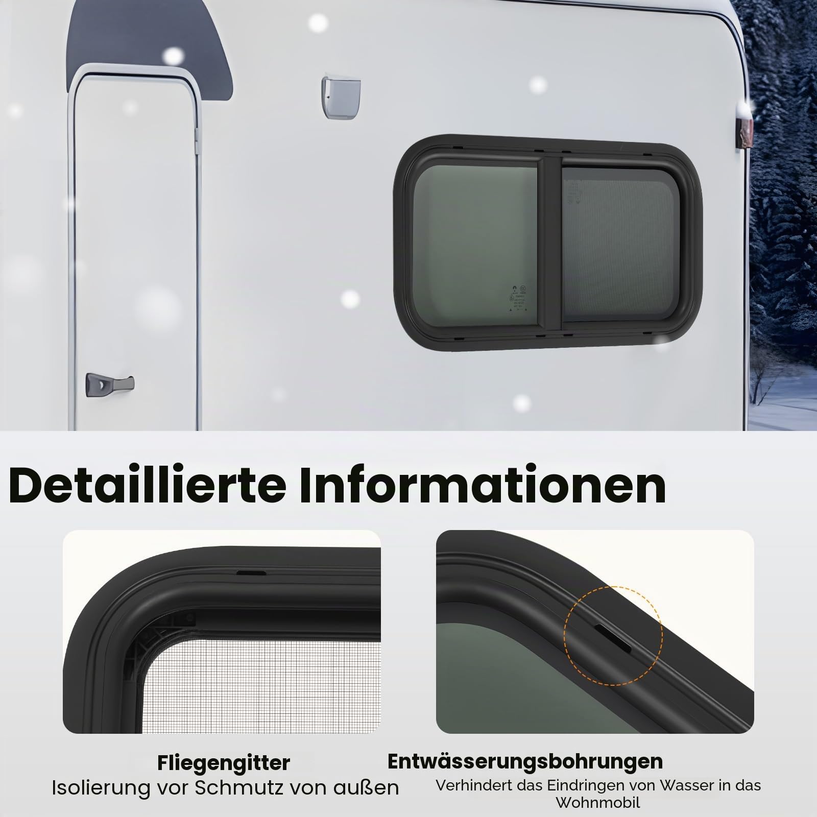 Fenster | Premium Wohnmobil-Fenster | Wetterfest & Einbruchsicher | Schiebefunktion & Moskitonetz | Einfache Installation (2-55mm Wandstärke) | Ideal für Camper