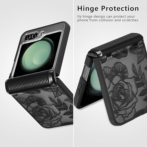 Miniatura 3 de XIZYO Funda para Samsung Galaxy Z Flip 5, funda floral Z Flip 5, bonita funda estética rosa transparente para mujeres y niñas, patrón delgado