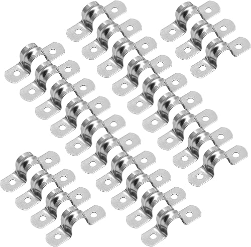 Miniatura 2 de Uenhoy 50 abrazaderas rígidas de acero inoxidable de 34 pulgadas, M20 de dos agujeros, abrazaderas de tubo con soporte en U, abrazaderas de conducto