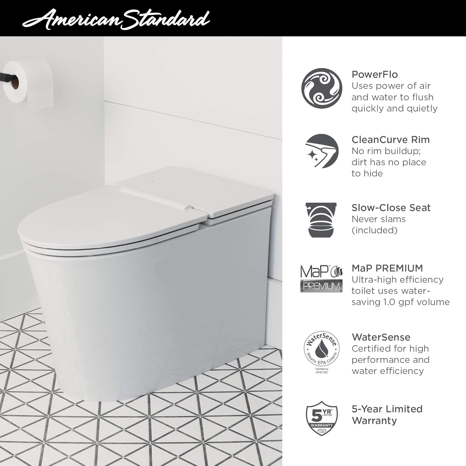 American Standard 2548A100.020 Studio S Inodoro, color blanco Yaxa